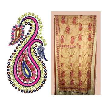 Abstract Retro Paisley Embroidery Design