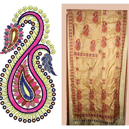 Abstract Retro Paisley Embroidery Design