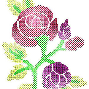Cross Stitch Rose Embroidery Design