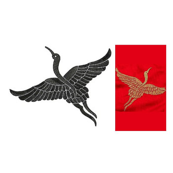  Japanese White Crane Embroidery Design