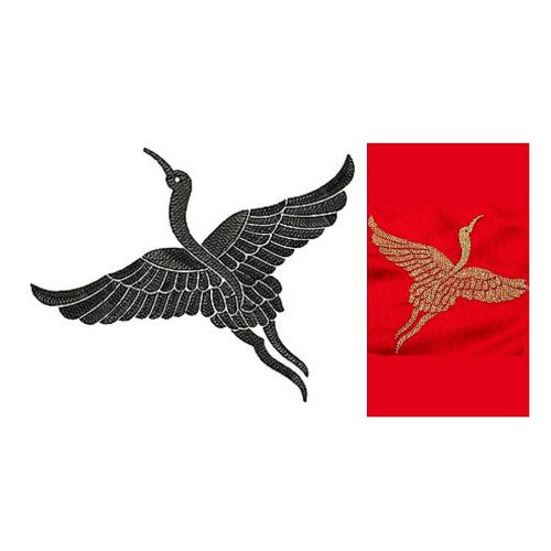  Japanese White Crane Embroidery Design