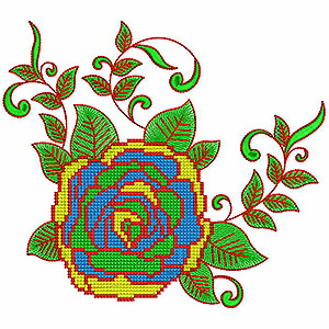 Cross Stitch Flower Applique Embroidery Design