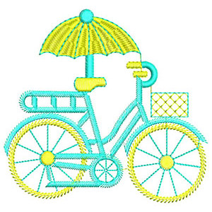 Bicycle Embroidery With Umbrella 19447