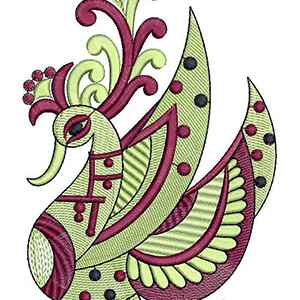 Traditional Kalamkari Peacock Embroidery Design