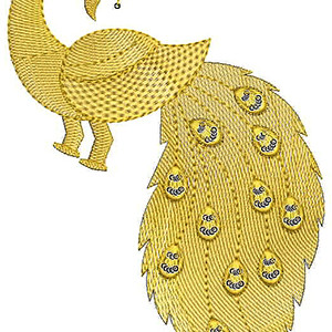 Elegant Golden Peacock Embroidery Design