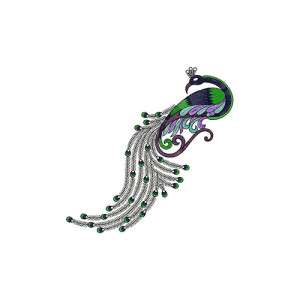 Subtle and Vibrant Peacock Embroidery Design 21342