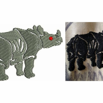 Rare Southern White Rhino Embroidery 21423