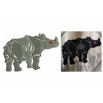 Rare Southern White Rhino Embroidery 21423