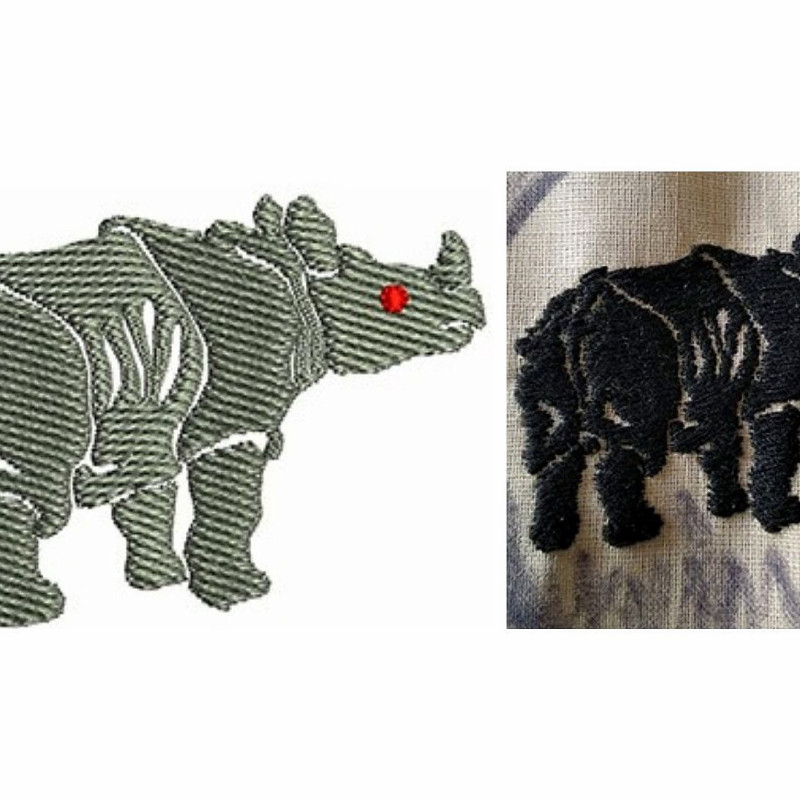 Rare Southern White Rhino Embroidery 21423