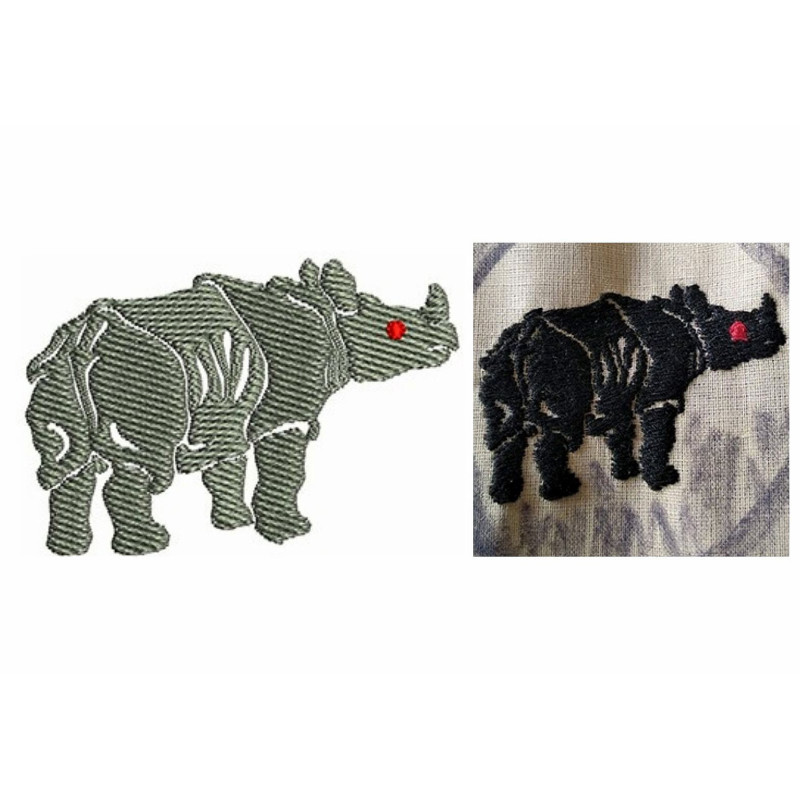 Rare Southern White Rhino Embroidery 21423