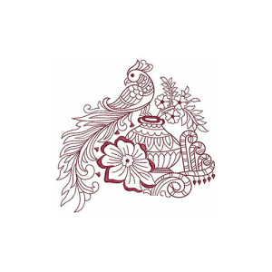 Pink Peacock Embroidery Design 21576