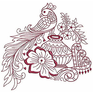 Pink Peacock Embroidery Design 21576