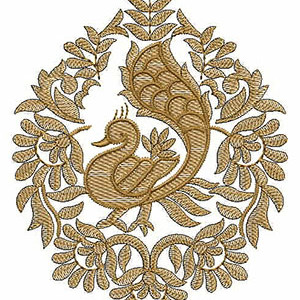 Indian Bridal Wedding Dress Royal Peacock Patch Embroidery Design 21643