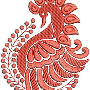 Traditional Paisley Peacock Embroidery Design