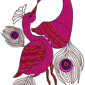 Peacock Couple Folk Applique Embroidery Design