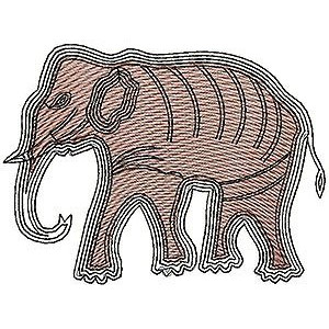 African Safari Elephant Flat Cording Embroidery Design