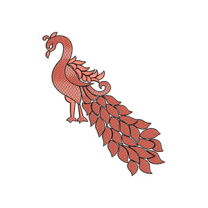 Stylized Indian Peacock Embroidery Design
