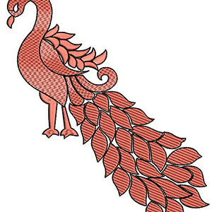 Stylized Indian Peacock Embroidery Design