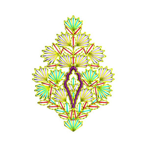 Kashmiri Stitch Flower Applique Embroidery Design 22594
