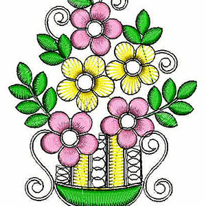 Houseplant Flowerpot Applique Embroidery Design 22797