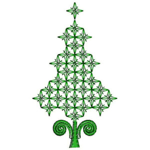 Snowflake Green Tree Embroidery Design 22827