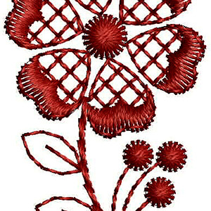 Red Flower Embroidery Design 22982