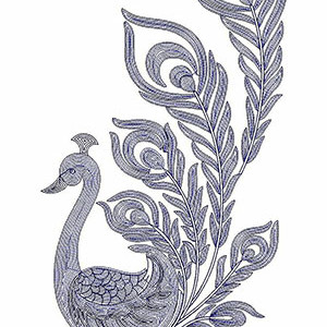 Peacock Chain Stitch Embroidery Design 23273