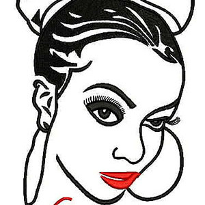 Lady With Bun in Embroidery Design 23533