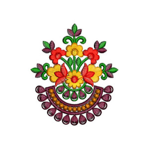Colorful Flower Design Applique In Embroidery 23631