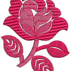 Pink Rose Flower In Embroidery Design 23635