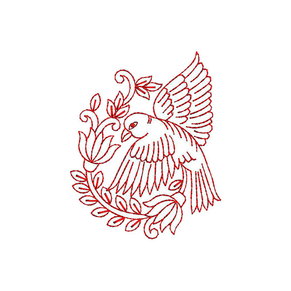 Flying Parrot Applique Embroidery Design