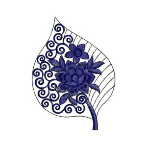 Peepal Leaves With Big Flower Applique Design 23708