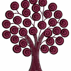 Spiral Tree Plant Applique Embroidery Design 23711