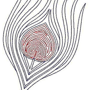 Amazing Peacock Feather Chain Stitch Applique Design 23741