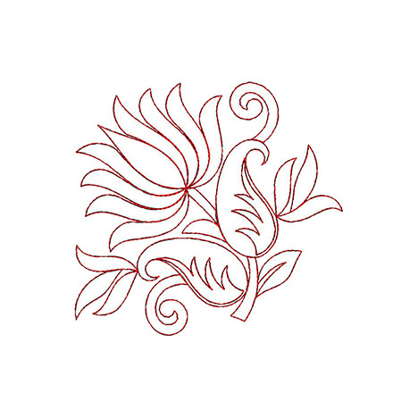 Graceful Lotus Flower Chain Stitch Applique Design 23747