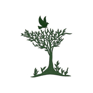 Flying Bird On Tree Applique Embroidery Design 23774