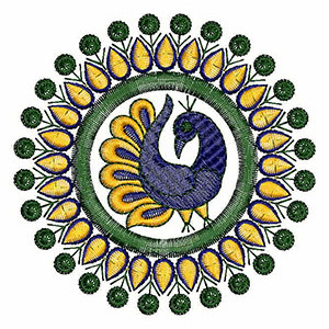 Peacock In Circle Applique Embroidery Design 23785