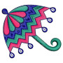 Colorful Umbrella Applique Embroidery Design 23811