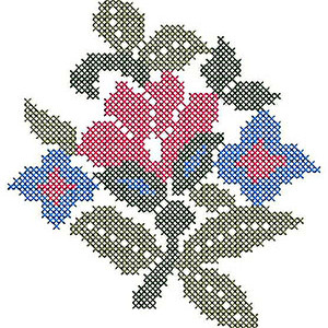 Cross Stitch Flower Applique Embroidery Design 23819