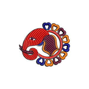 Elephant Face Flat Cording Applique Embroidery Design 23902