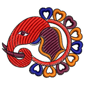 Elephant Face Flat Cording Applique Embroidery Design 23902
