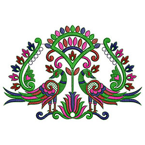 Colorful Peacock Applique Embroidery Design 24011
