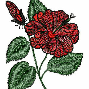 Hibiscus Flower Applique Design In Embroidery 24099