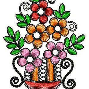 Flower Pot With Handle Applique Design 24128