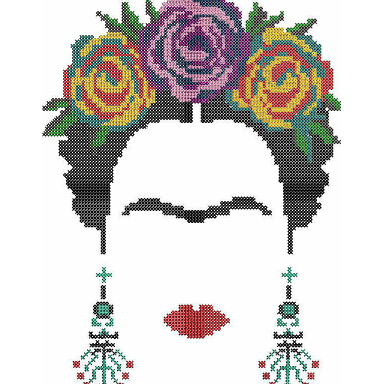 Lady With Flower Wreath Cross Stitch Embroidery Design 24147