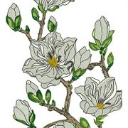 Aesthetic White Flowers Branch Applique Embroidery 24148