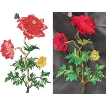 Red Flora Applique Design In Embroidery 24169