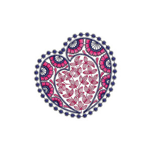 Heart Shape Applique Embroidery Design 24186
