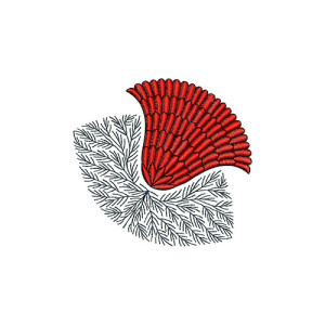 Interesting Red Flora Applique Embroidery Design 24187