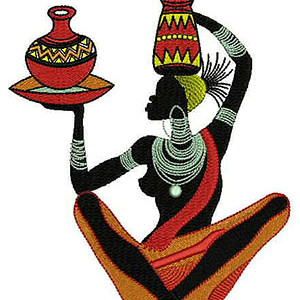 African Lady Design In Applique Embroidery